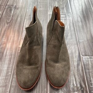 Kork-Ease Olive Suede Ankle Booties